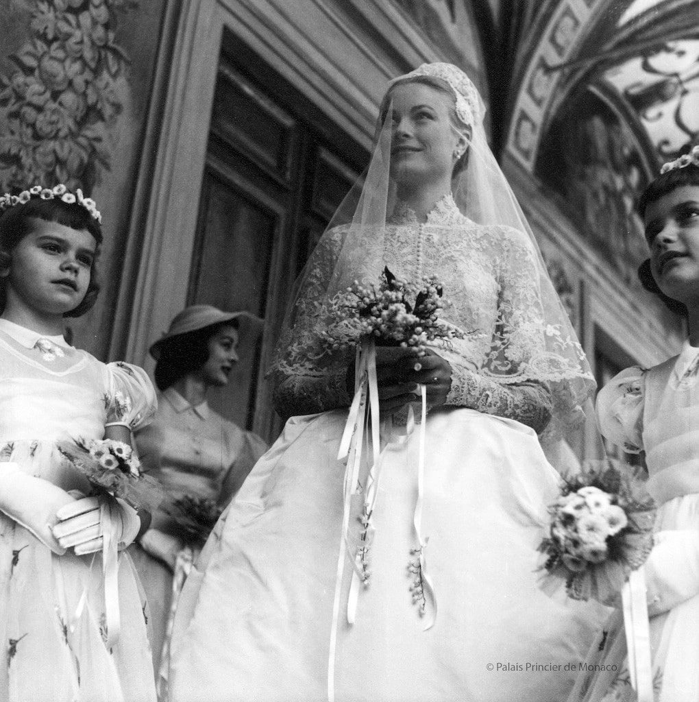 Cérémonie de mariage civil de S.A.S. le Prince Rainier III et la Princesse Grace dans la Salle du Trône.